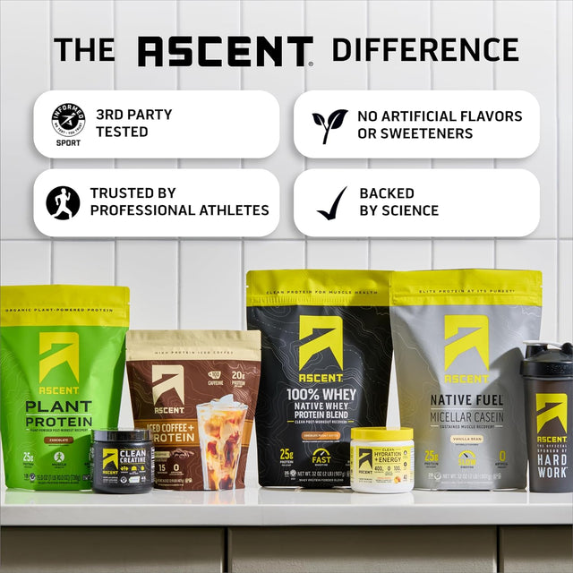 all ascent products lined up on a kitchen counter